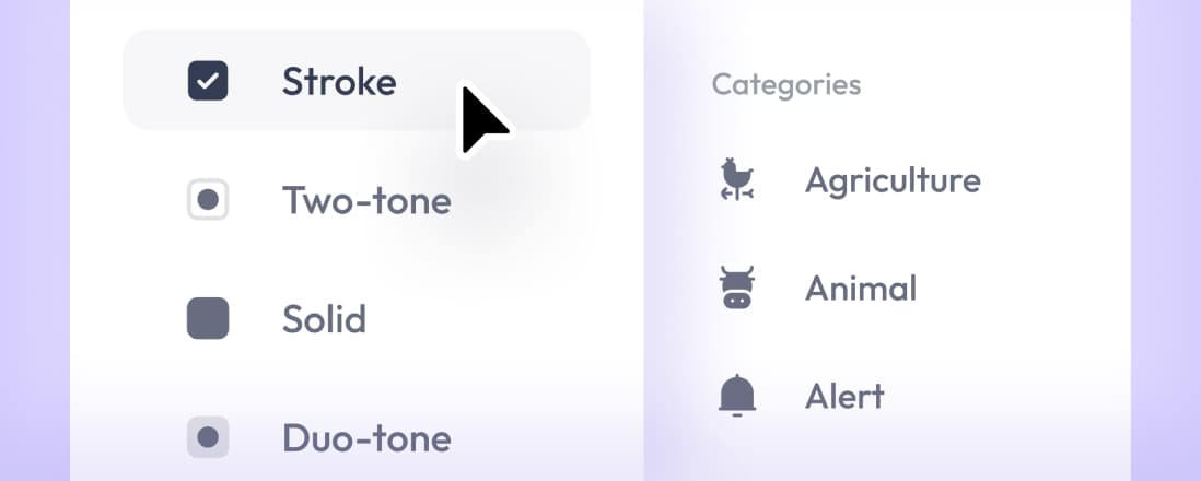 Filter icon styles & categories