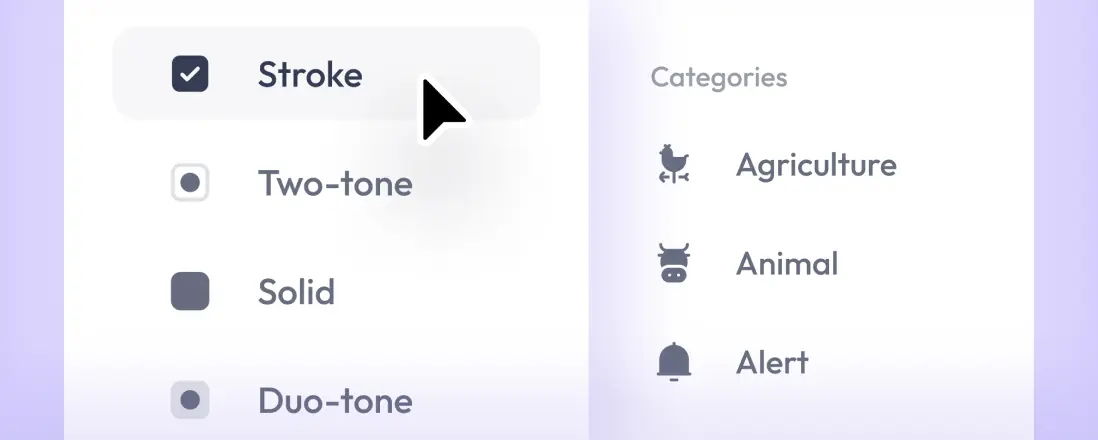 Filter icon styles & categories